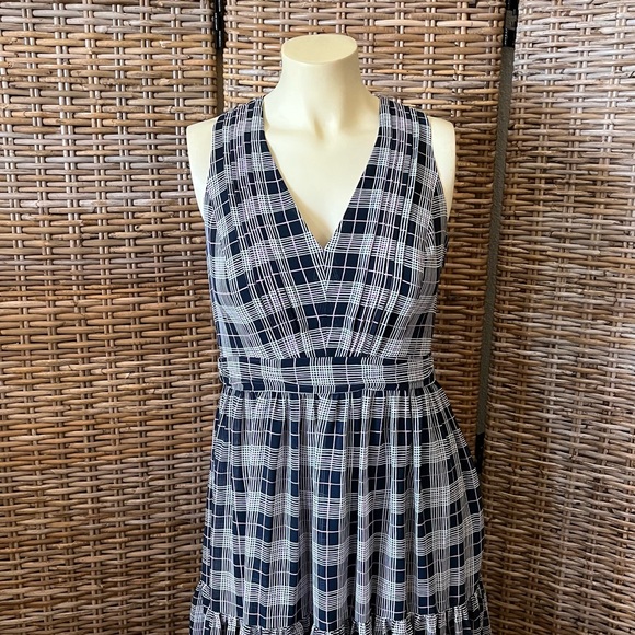 Club Monaco Crossback Midi Dress in Rose Plaid Size 2 NWT - Picture 3 of 13